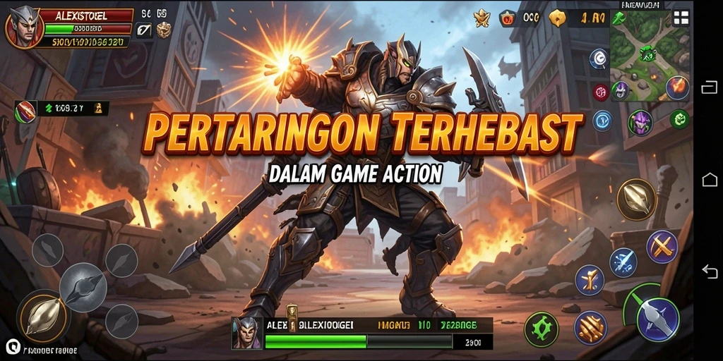 Gameplay ALEXISTOGEL menampilkan pertempuran yang cepat dan seru.