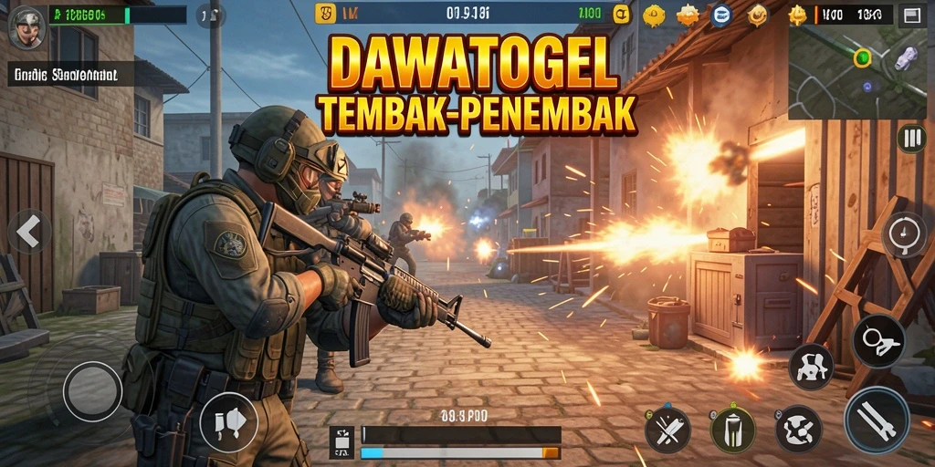 Screenshot DAWATOGEL dengan gameplay tembak-penembak yang mendebarkan.