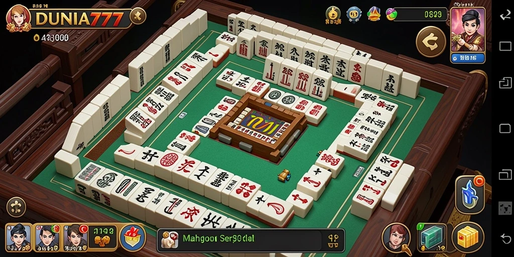 Tampilan gameplay menarik dari DUNIA777 saat bermain Mahjong.