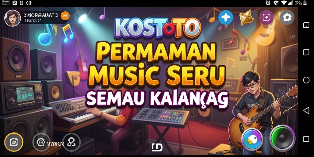 Tampilan gameplay KOSTOTO yang menyenangkan dengan interaksi musik.
