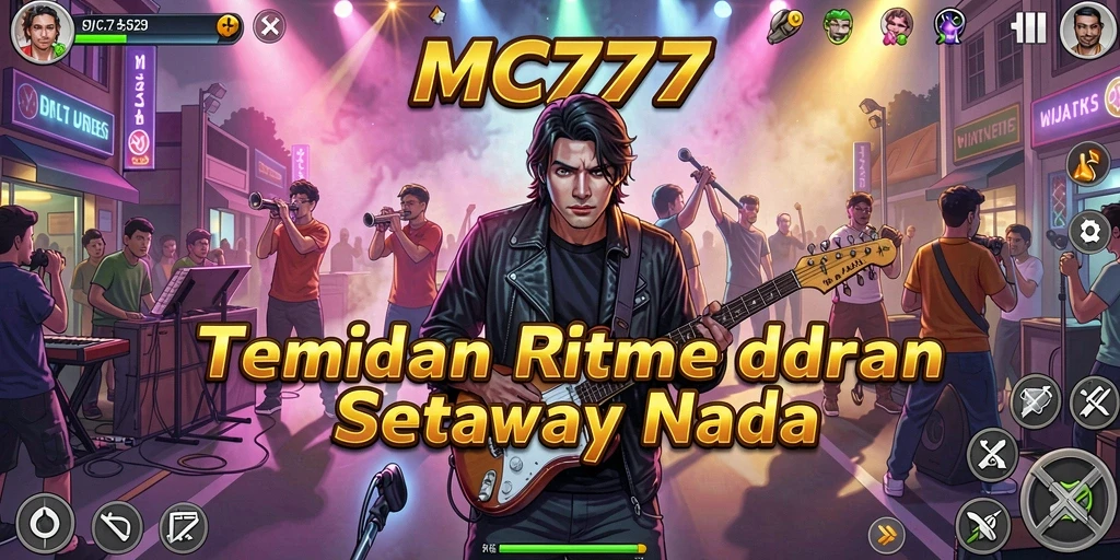 Tampilan gameplay MC777 dengan pemain bernyanyi interaktif.