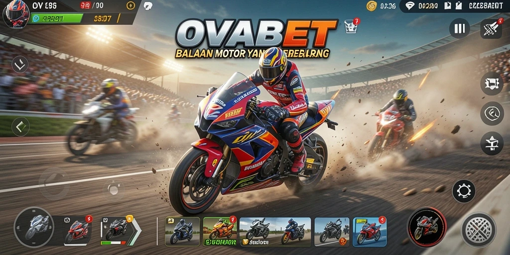 Tampilan menakjubkan dari gameplay balap motor OVABET.