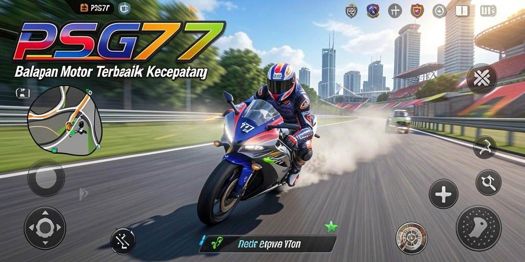 Tampilan gameplay balapan motor yang mendebarkan di PSG77.