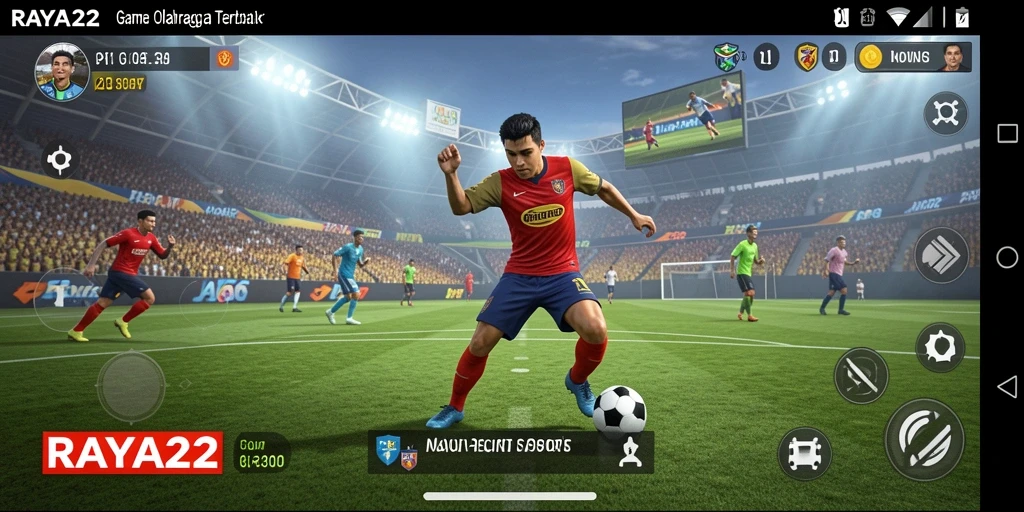 Tampilan gameplay RAYA22 dengan aksi olahraga yang mendebarkan.